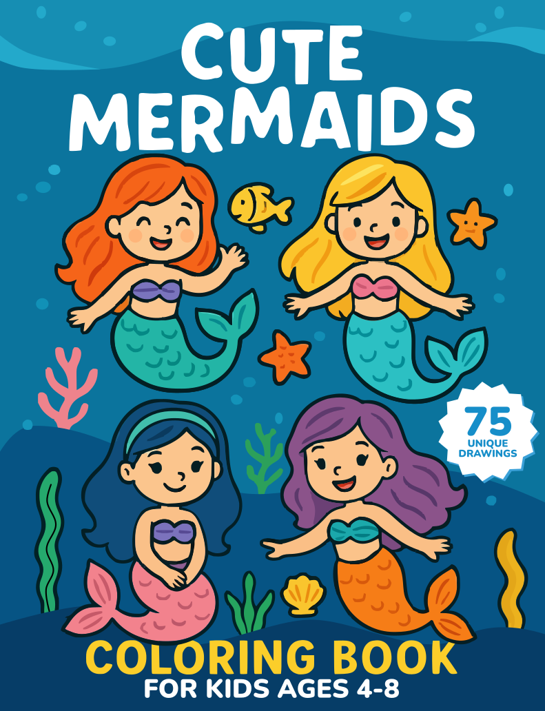 Cute Mermaids Coloring Book cover