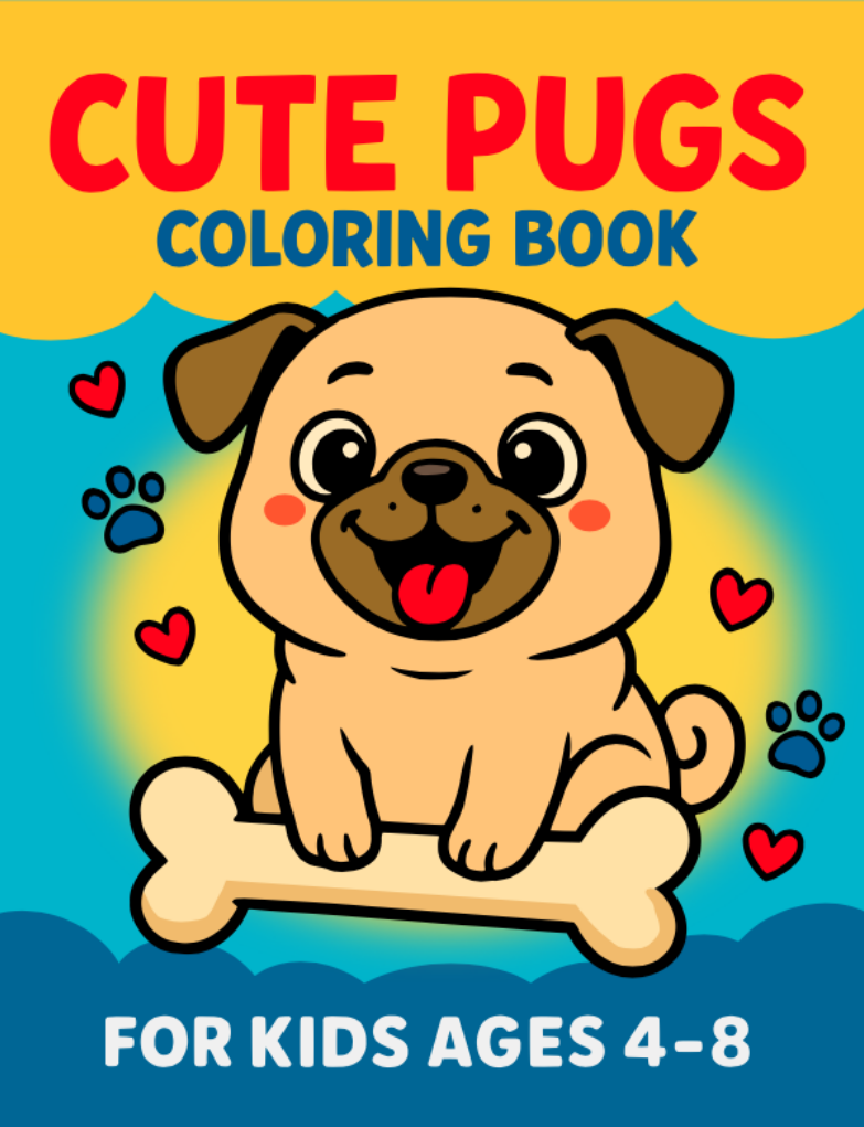 Cute Pugs Coloring Book cover